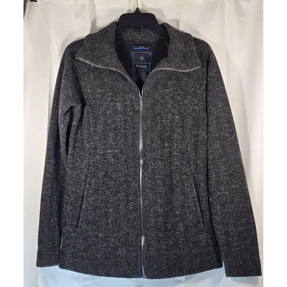Columbia Jacket Womens Medium Gray Wool Blend Heavy Full Zip Coat - SUPER NICE!